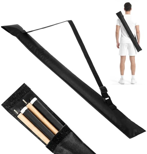 Larrel Black Pool Cue Case, 32 Inches/81cm Soft Pool Stick Carrying Case with Adjustable Shoulder Strap, Portable Sturdy Pools Stick Bag for Tournaments Casual Play