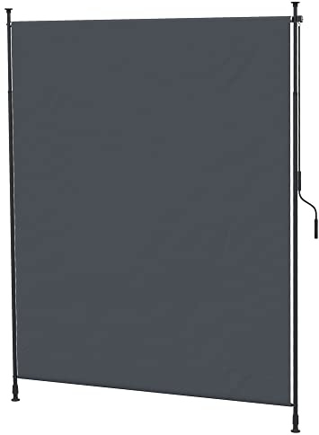 Outsunny Toldo Vertical Exterior 200x305 cm, Pantalla de Privacidad Enrollable, Toldo Lateral Ajustable con Manivela, Protección UV 40+ e Impermeable, Sin Taladro, para Balcón, Jardín, Gris