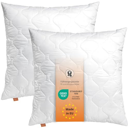 sleepling 2er Set Kopfkissen 60x70 cm, Kissen, Bettkissen, Basic 100 | Füllung: Klimafaser, Nachfüllbar, Polster, Allergiker Pillow, Schlafkissen 60 x 70, 2 Stück, Waschbar, Made in EU, OEKO-TEX