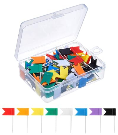 KAHZOR 100 Pezzi Puntine a Bandiera Colorate, Ideali per Lavagna Sughero, Mappe e Bacheche, Perfette per Marcare e Organizzare