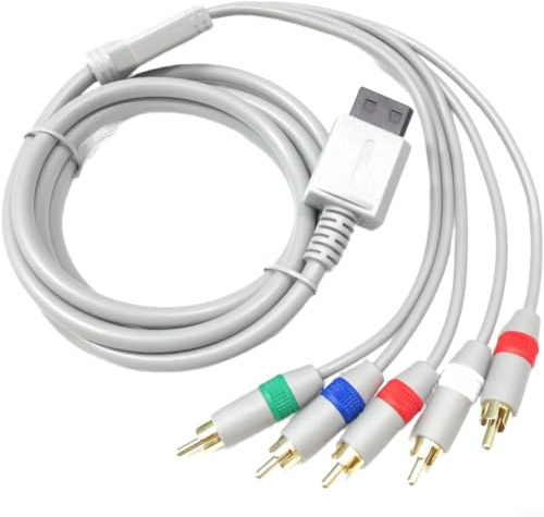 Gettimore Cavo AV Component HD compatibile con Nintendo per Wii e Wii U, cavo video placcato oro da 1,8 metri, accessorio per gioco e gioco, grigio argento