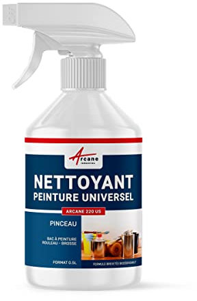 Nettoyage pinceau, solvant, peinture, diluant, tous types de peintures, vernis, lasure, brosse, rouleau - 0.5 L - ARCANE INDUSTRIES