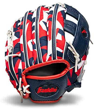 Franklin Sports Unisex Teenager 24,1 cm Kinder Baseball Tball Handschuh RTP Jugend Baseball Handschuh Jungen Mädchen Teeball Jugend, Marineblau/Rot, 9,5 US