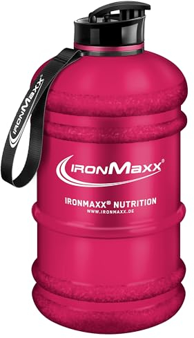 IronMaxx Water Gallon - Frosted Red 2200ml | Senza BPA e DEHP | Borraccia ermetica con scala graduata | Disponibile in vari colori – perfetta per sport, lavoro e uso quotidiano