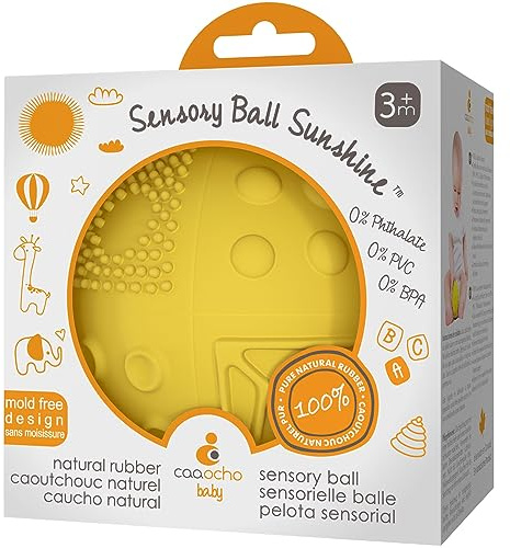 caaocho Pure Natural Rubber Sensory Ball Sunshine 3 - Sealed Hole, BPA Free Baby Ball Toy, for Sensory Play, for Sensory Development, Hole Free Baby Toy, Perfect Bouncer, Without Hole