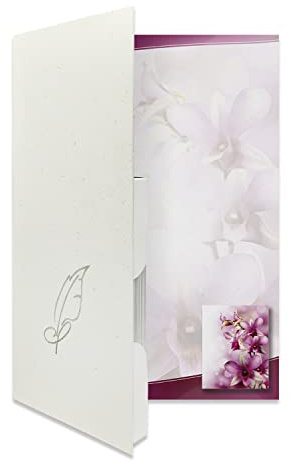 Briefpapiermappe Orchidee BM370 – 20 Blatt Designpapier DIN A4, 15 Umschläge DIN B6, – Hochwertiges Motivpapier Geburtstag, Einladung, Jubiläum, Liebesbrief, Orchidee – Druckerpapier 90 g/m²
