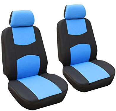 GODGETS Ensemble Complet de Housses de Sieges Universelles, Housse Couverture Couvre Sieges pour Voiture Camionnette Van,Bleu Noir,2 * Places Avant