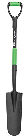 Hooyman Spade Shovel with Heavy Duty Carbon Steel Head Construction, Ergonomic No-Slip H-Grip Handles, D Handle, and Oversized Steps for Gardening, Land Management, Yard Work, Farming and Outdoors