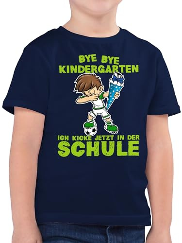 Shirtracer - Kinder T-Shirt Jungen - Einschulung - Bye Bye Kindergarten ich kicke jetzt in der Schule Dabbing Junge Fußball Schultüte