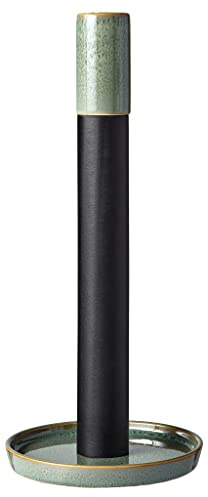 BITZ Küchenrollenhalter, Rollenhalter aus Steingut, Stehend, Höhe 28 cm, Grün