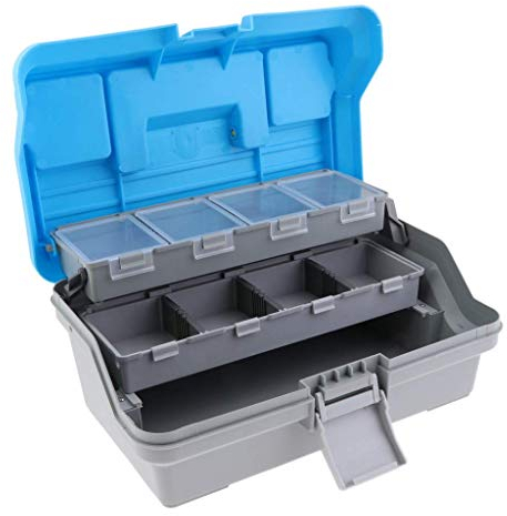 Tubayia Wasserdicht Angelkoffer 3 Schichten Angelbox Köderbox Angelgerät Aufbewahrungsbox
