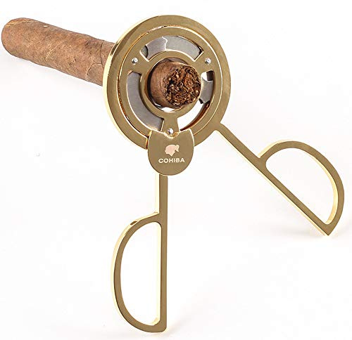Coupe-cigares Ronds de Moulin à Vent en Acier Inoxydable Lame Tranchante Double Coupe de Luxe Ciseaux à Guillotine Accessoires de Cigare,Gold