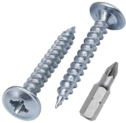 (Lot de 200) Vis à bois en acier zingué 3,5 x 30 mm Vis en métal Tête bombée modifiée Auto-taraudeuse (200, 3,5 x 30 mm)