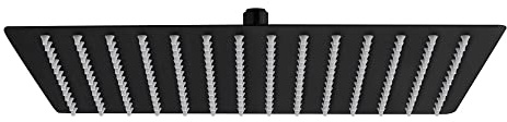 Aloni® Regenduschkopf eckig, 40x40 cm, Schwarz matt | Rainshower Kopfbrause, Mit Anti-Kalk-Noppen, Edles mattes Design, Pflegeleichte Überkopfbrause