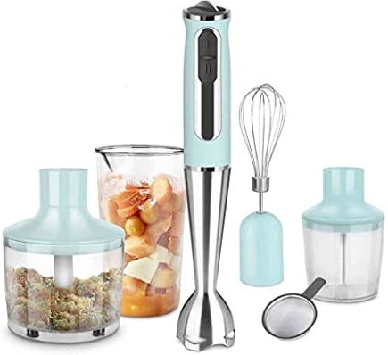 SMSOM Inmersión Blender Mano Blender Handheld Multiustreo 600W Potente Blender Blender Acero Inoxidable con Picador, Envase, Batir Y Milde Frother