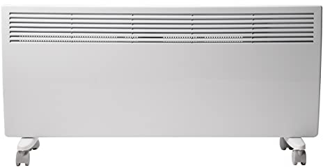 Devola DVNDM24 2400W Eco Electric Panel Heater with Adjustable Thermostat | Energy Efficient Technology, Lot 20 | Slimline Wall Mounted & Free Standing Plug in Low Energy Heaters with Timer | White