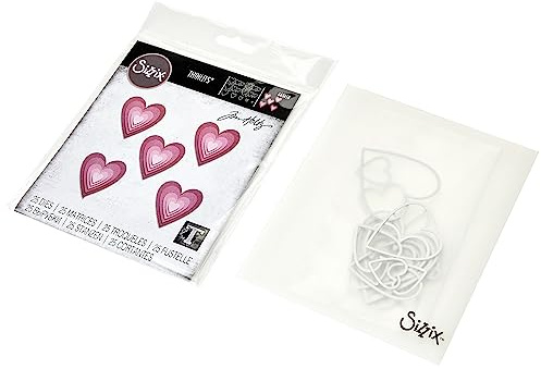 Sizzix Thinlits Stanzform Set 25PK gestapelte Fliesen Herzen von Tim Holtz, 665858