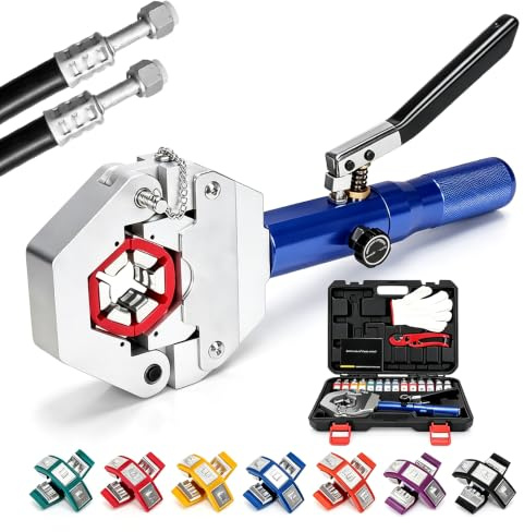 REDLOONG Kit de crimpadora hidráulica de manguera de CA con 7 troqueles a presión
