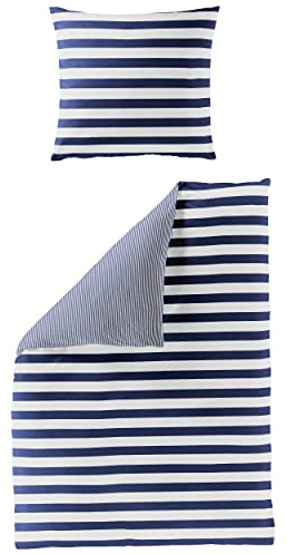 Bierbaum Bettwäsche 3121, Mako-Satin, Made in Germany (155 x 220 cm, Marine)