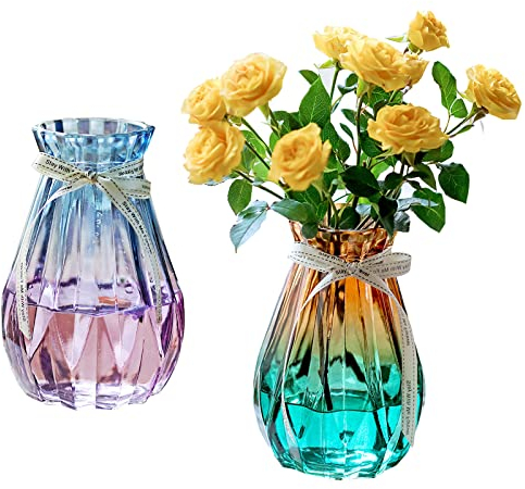 YouYuer 2PCS Vaso Geometrico Transparente - Terrario Moderno Fioriera, Decorazione Portafiori per Soggiorno, Matrimonio, Ufficio, Festa