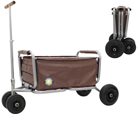 Beachtrekker Life Vikbar rullvagn + parkeringsbroms, vikbar handvagn (gummi däck, brun)