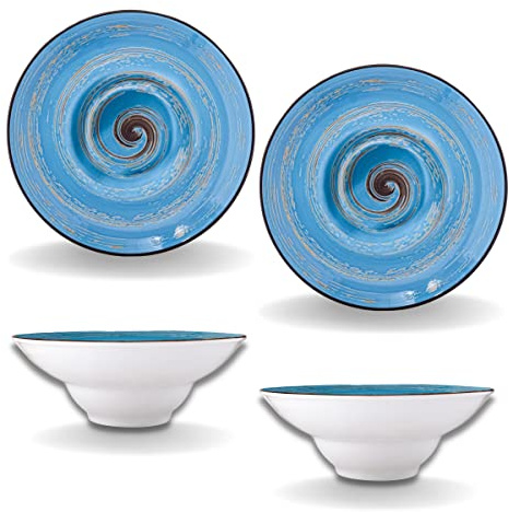 Wilmax - Piatti fondi SPIRAL - 2 pezzi - Eleganti - Moderni - Durevoli - Porcellana smaltata - Resistenti ai graffi - Lavabili in lavastoviglie - Per zuppe, insalate - Diametro: 22,5 cm