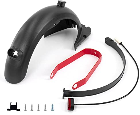 XBERSTAR Kotflügel-Set Hinten Kompatibel Mit Ninebot Max G30 Elektro-Scooter - Hintere Schutzblech Und Kotflügelhalterung Ersatzzubehör (Schwarz + Rot)