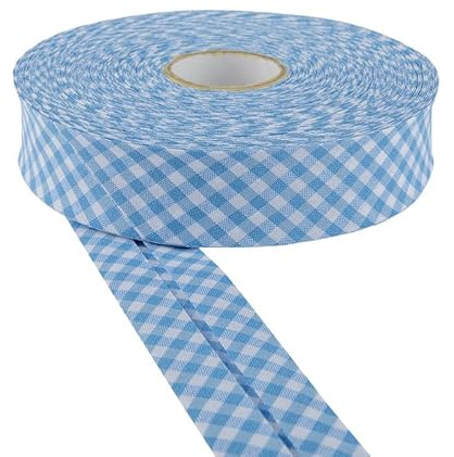 Discount Fabrics LTD Schrägband, 30 mm breit, Baumwolle, 5 m und 25 m, Weiß, doppelt gefaltet, Einfassung zum Nähen, Wimpelketten, Handwerk, Polstern, Paspelierung und Kleidungsstücke, Hellblau, 5 m