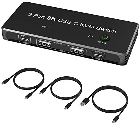 Koanhinn Per switch KVM 3/4 USB-C a DisplayPort con 3 porte USB2.0 8K@60Hz 4K@144Hz DP 1.4 per monitor mouse tastiera