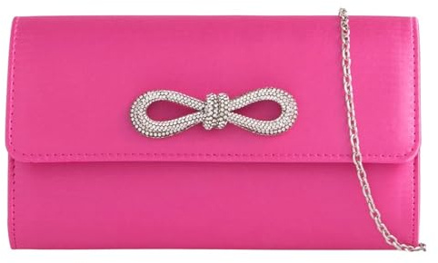 Bolso de mano de satén con diamantes de imitación, estilo lazo para novia, graduación, boda, noche, fiesta, bolso de mano