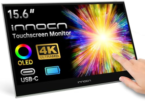 INNOCN Portable Touch Screen 15.6 Inch 4K OLED PU15 Pre-USB Type C HDMI External Monitor with Battery for Laptop PC Mac Tablet PS4 Xbox Switch