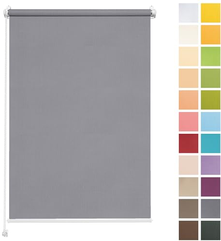 Rettika Sichtschutz Rollo ohne Bohren - Silber, Breite: 80cm, Höhe 120 - Rollos für Fenster ohne Bohren, Fenster rollos für innen, Jalousien zum Klemmen, Klemmrollo