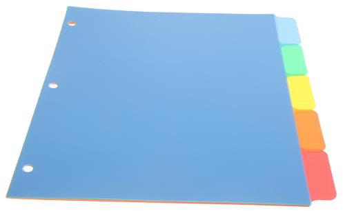 NUOBESTY 5stücke Ordnertrennblätter Mit Laschen Aus Pp-material Ersatztrennblätter Für Ordner Gelochte Trennblätter Mit Beschreibbarer Registerkarte Farbige Ordnertrennblätter Für Notebook