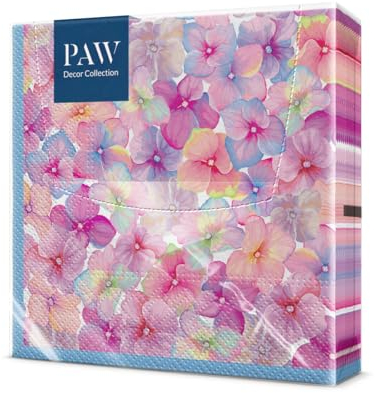 PAW - Servietten 3-lagig (33 x 33 cm) I 20 Stück I Perfekt für Geburtstage, Partys, Hochzeiten, Kommunion und Feiern I Tischdeko Bunte Papierservietten - Bunte Blüten Flora I Flower Explosion