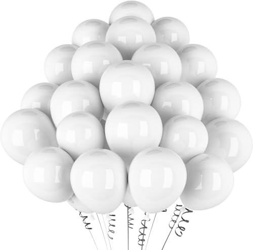 100 Pezzi Palloncini Bianco,12 Pollici Palloncini Metallizzati in Lattice, per Compleanno Matrimonio Anniversario Baby Shower Laurea Decorazione
