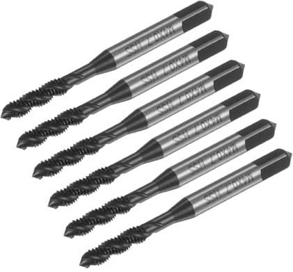 sourcing map Lot de 6 tarauds métriques à filetage hélicoïdal M4 x 0,7 H2, revêtement en nitrure 6542, outils de taraudage de machine en acier rapide pour réparation de machiniste