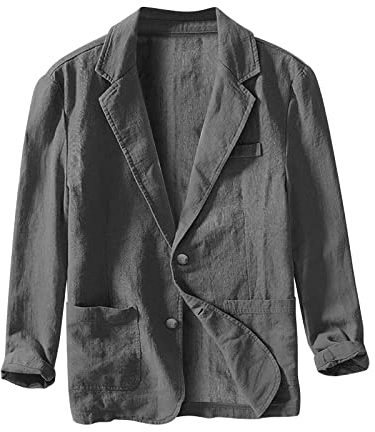 Business-Anzugjacke für Herren, lockere Passform, modisch, einfarbig, einlagig, Jogginganzug, Herren, groß und groß, grau, M