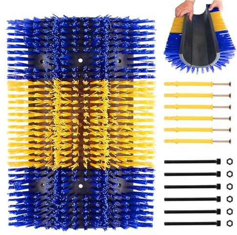 Extra große Kratzbürste für Nutztiere, verbesserte Kratzbürste für Pferde, Ziegen, Kuh, Rinder, zur Linderung von Juckreiz, mit zwei Sets Befestigungsschrauben (1 Stück, gelb)