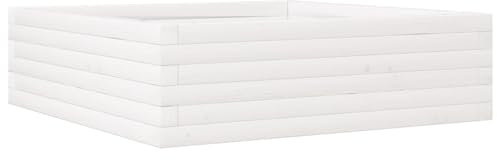 vidaXL Jardinière Blanc 80x80x23 cm Bois de pin Massif, jardinière d'extérieur, bac à Fleurs, boîte à Plantes, jardinière de terrasse