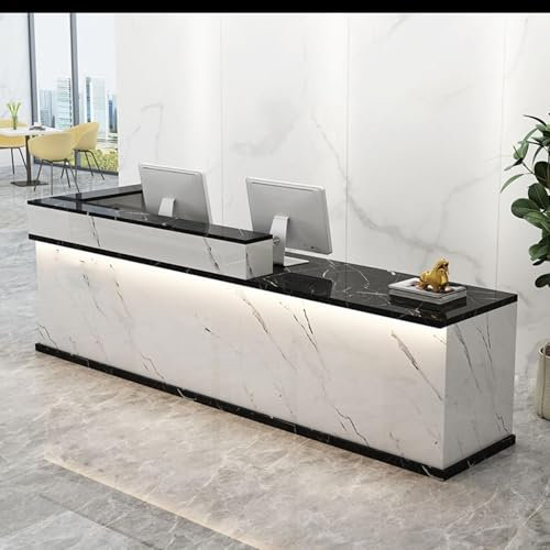 SAYEYBU Empfangstresen Mit AbschließBaren Schubladen, Empfangstresen, Moderner Verkaufstresen, Empfangstisch Aus Holz, FüR KassenbüRo/SchöNheitssalon/Lobby,04,140x60x100cm