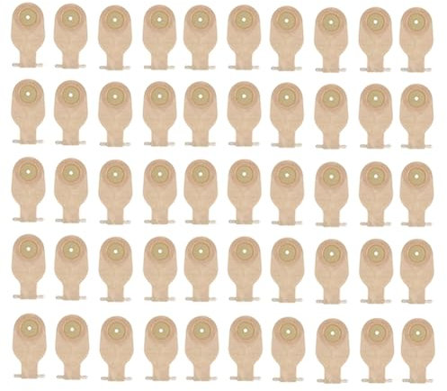 Zhemessy 50 Bolsas de Ostomía, Bolsas Drenables de una Pieza para Colostomía, Ileostomía, Cuidado del Estoma, Bolsas de Colostomía con Válvula de Drenaje de 20-60 mm