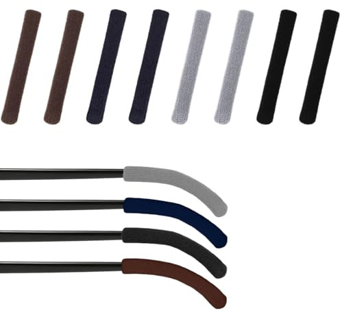 BOBOZHONG Cuscinetti per Orecchie per Occhiali,4 Paia Cuscinetti Auricolari in Maglieria per Occhiali Cuscinetti Auricolari per Occhiali Lavorati a Maglia Antiscivolo Aste per Occhiali in Cotone