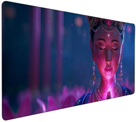 BEIJUYHU Mauspad XXL, Gaming Mauspad 700x300x3 mm, Großes mit Genähten Kanten, rutschfeste Desk Mat, Verlängertes großes Schreibtischauflage für Büro und Zuhause Rosa Zen T - 2