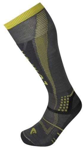 Lorpen T3 Chaussettes de ski ultra légères pour homme, idéales pour les sports d'hiver, respectueuses de l'environnement et durables, hautes et rembourrées, gris, taille L