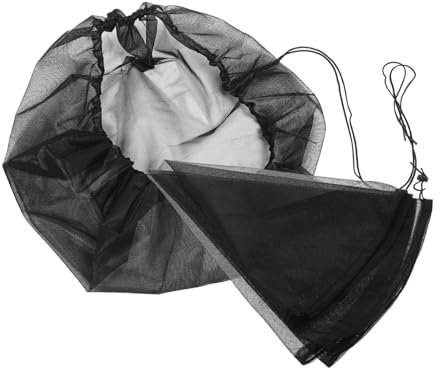 Happyyami 2pcs Rain Barrel Net Cover with Drawstring 95cm Mesh Protective Screen for Outdoor Water Collection Bucket Preventing Leaves and Debris