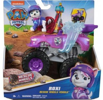 cavernedesjouets Coffret pour Pat Patrouille Collection Chien Roxi + véhicule Tout Terrain Wheels - Set Figurine et Voiture avec Carte Tigre