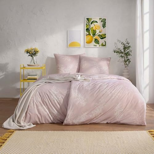 Estella Biancheria da letto in jersey Mako Interlock Rosalina, 1 copripiumino 135 x 200 cm + 1 federa 80 x 80 cm
