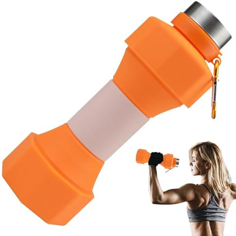 Silicone Water Bottle - 650 ml Large Capacity Sports Silicone Water Bottle Creative Foldable Fitness Dumbbell Water Cup Home Outdoor Water Bottle Use Dumbbell Silicone Drinking Bottle | Multip