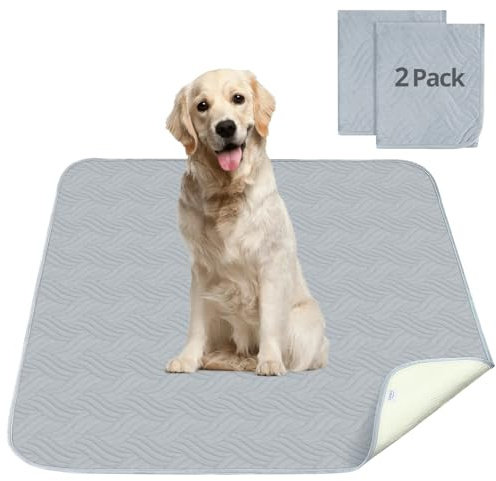 Luvore Haustier-Urinunterlage Waschbar Welpenunterlagen Matte für Hunde 2er Set Schnell Absorbierend Haustier Hygieneunterlage für Welpen Alte oder Inkontinente Hunde 122*122cm