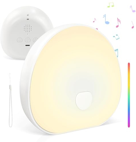 Macchina Rumore Bianco, Portatile Rumori Bianchi per Neonato, 7 Colori Luce Notturna, Suoni Rilassanti per Dormire, tipo C Ricaricabile, 3 Impostazioni del Timer, per Adulti Bambini Neonati